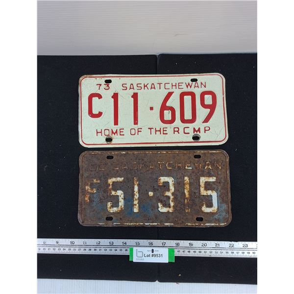 62, 73 Saskatchewan License Plates
