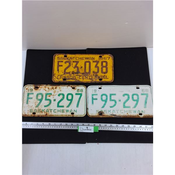 1967 and Pair of 1968 Saskatchewan License Plates