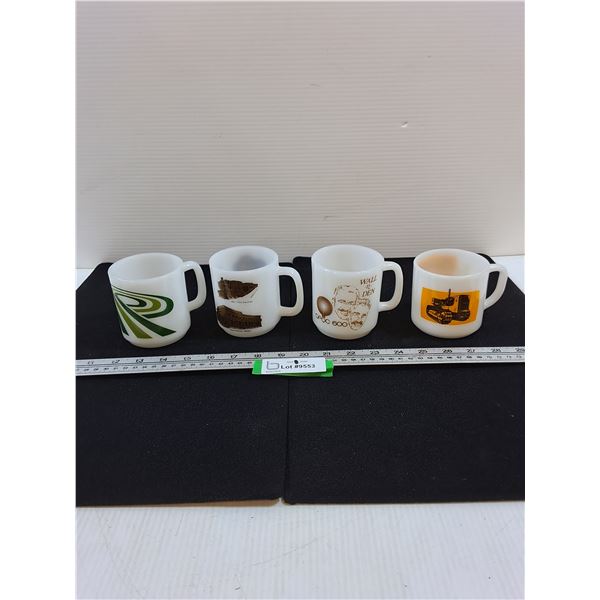 Glasbake Potash Corp, Federal Kramer, Unmarked CFQC and Heritage Park Milk Glass Mugs