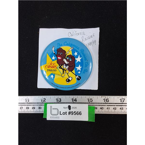 California Raisins Ice Capades Pinback Button