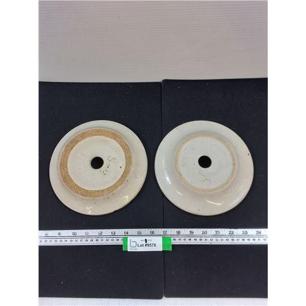 (2) Butter Churn Lids-8" dia, some chips