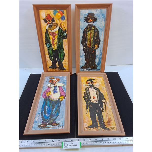(4) Hobo Clown Platic Framed Wall Art - 16.5x8"