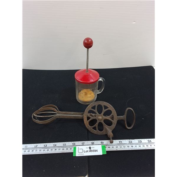 Manual Egg Beater and Vintage Chopper