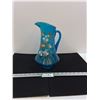 Image 1 : Antique Fenton Blue Art Glass Pitcher 12" tall