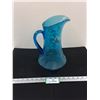 Image 3 : Antique Fenton Blue Art Glass Pitcher 12" tall