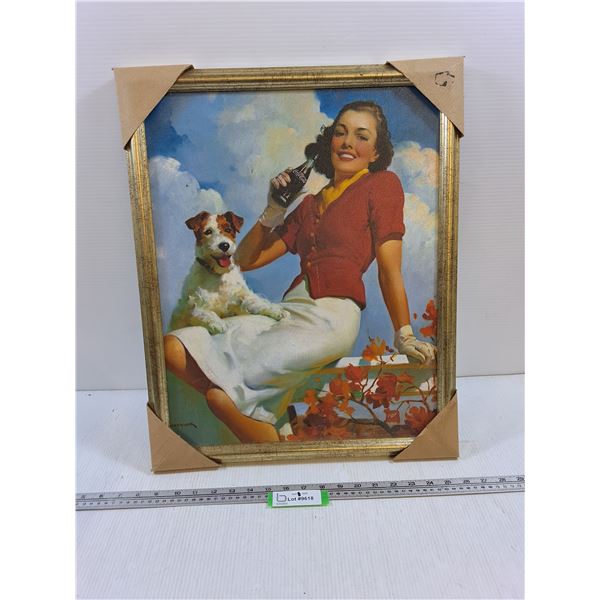 Framed Coca-Cola Artwork, 16x22" plastic frame, Pickup Preferred