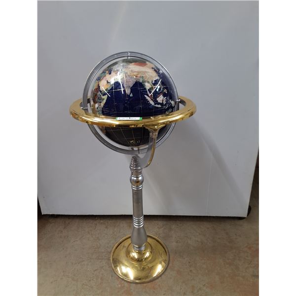 # Gemstone World Globe in Stand, 40" tall, 18" widest dia, some damage as pictured - CANNOT SHIP