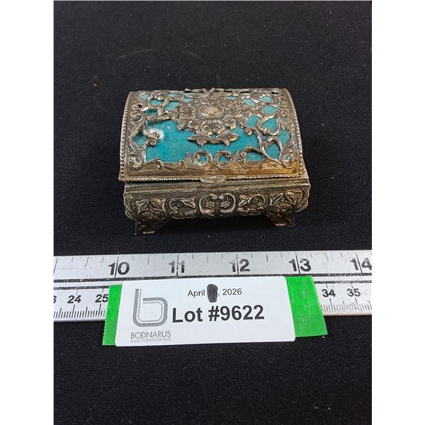 Queen Ann Style Silver-Plated Teal Trinket Box