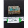 Image 1 : Queen Ann Style Silver-Plated Teal Trinket Box