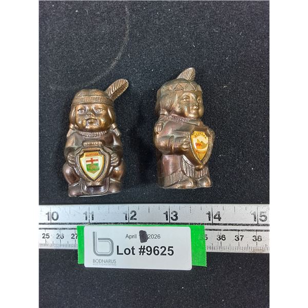 (2) Metal Souvenir Manitoba Native American Shakers