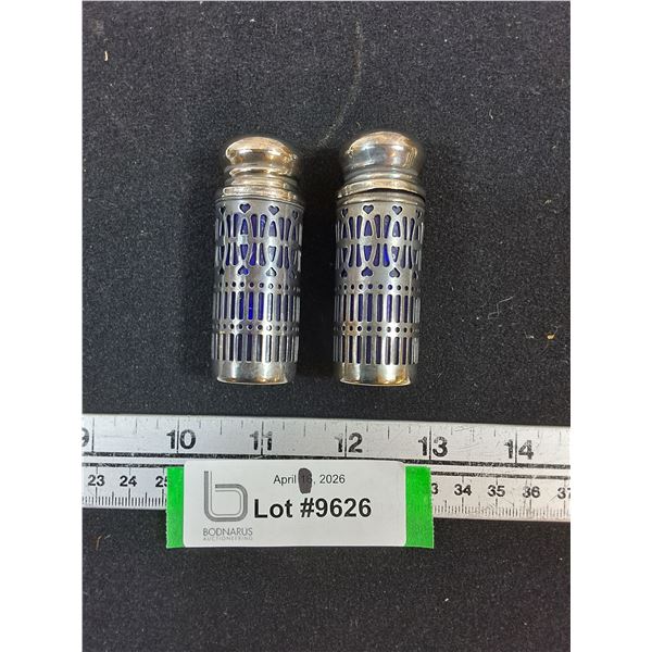 Elegance Colbalt Blue Silver Plated Salt & Pepper Shakers