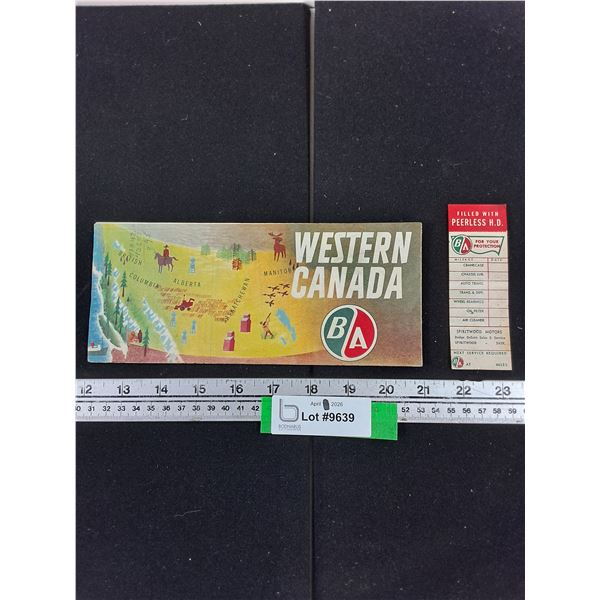 B/A Western Canada Map and Spiritwood Motors Service Label