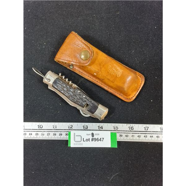 5" long Multi-tool in Leather Sheath