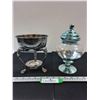 Image 1 : Plated Carafe Holder and Glass Candy Container