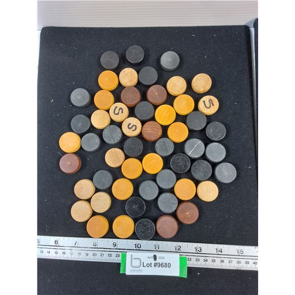 Crokinole Playing Pieces in Various Colors