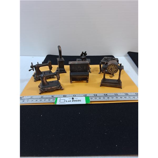 Cast Iron Miniature Pencil Sharpeners-Piano, Sewing Machine, Stove