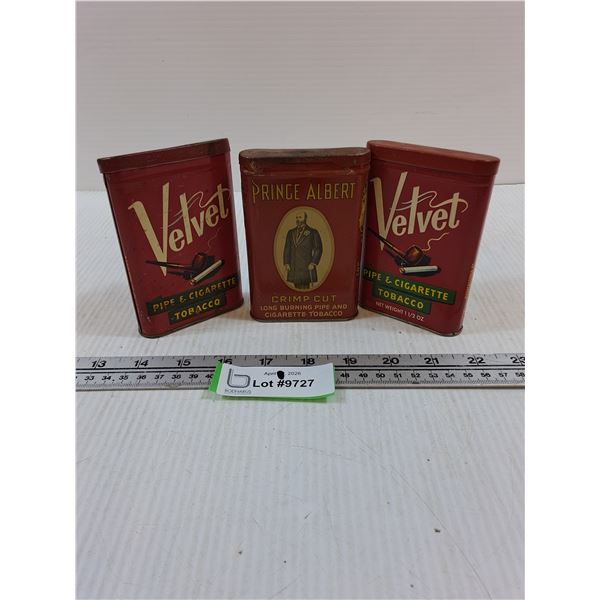 (3) Cigarette Tins-Prince Albert, (2) Velvet