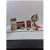 Image 1 : Wolf Bros Cigar Box, Jointite Bottle Caps in Box, Desk Clock, Misc