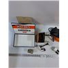 Image 4 : Wolf Bros Cigar Box, Jointite Bottle Caps in Box, Desk Clock, Misc