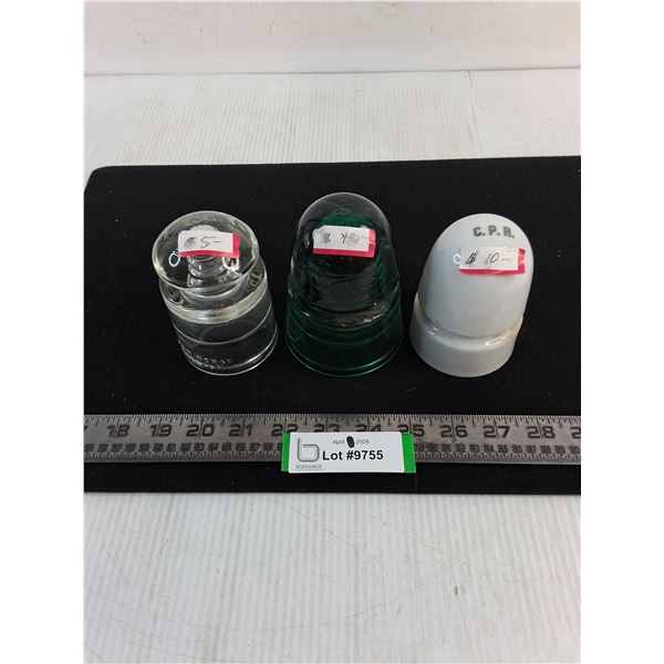 (3) Vintage Glass Insulators