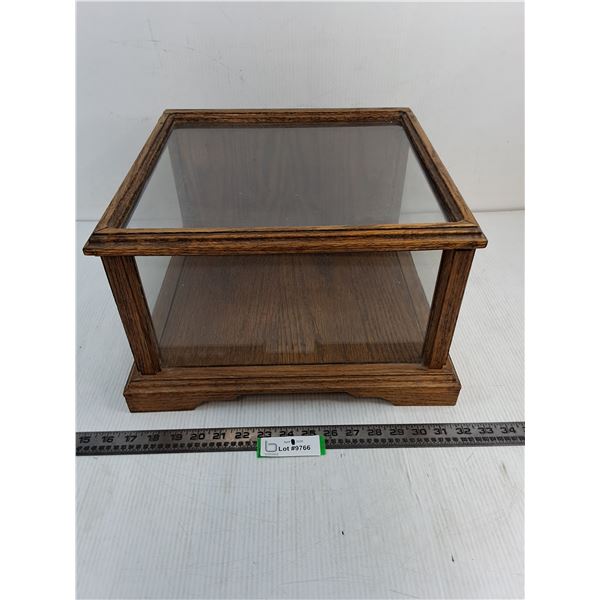Wooden Display Case w/Glass on 4 Sides - 15.5x14x9.5" - PICK UP ONLY