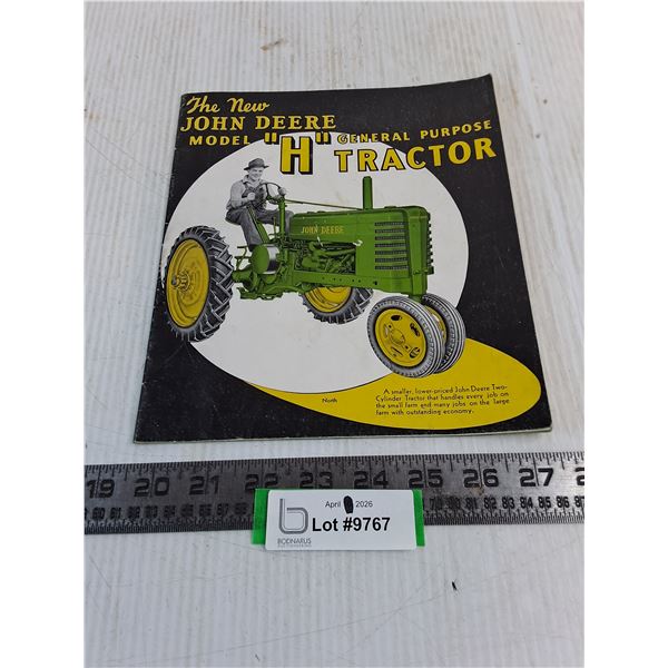 Vintage John Deere Model "H" Info Booklet