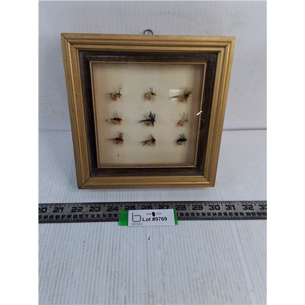 Framed Display of Vintage Fly Hooks