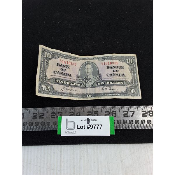 Canadian 1937 $10 Bank Note