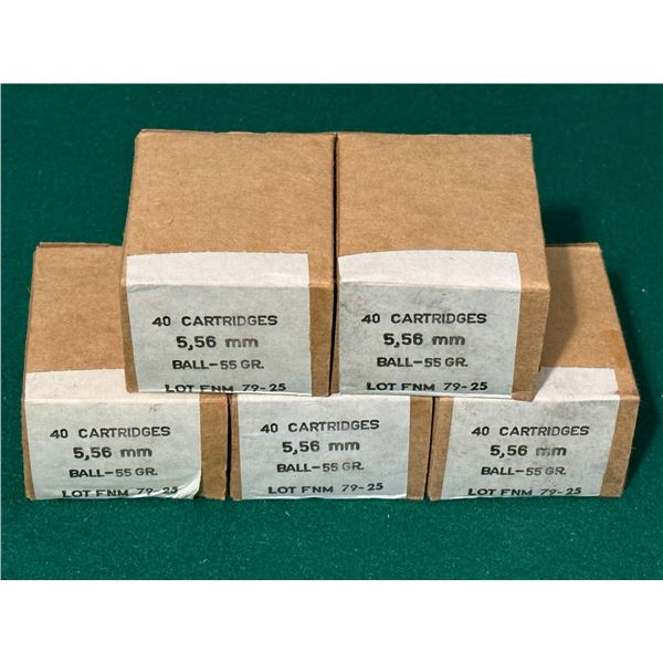 5.56mm 55gr Factory Ammunition -  5 boxes of 40