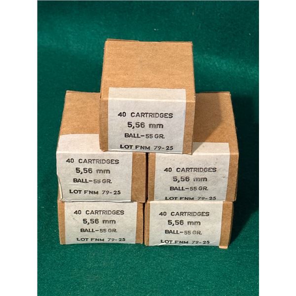 5.56mm 55gr Factory Ammunition -  5 boxes of 40