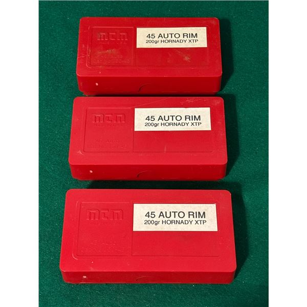 45 Auto RIM 200gr Hornady XTP Ammo in Cases