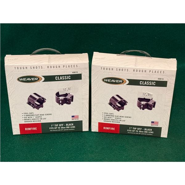 Weaver 1" Tip Off Classic Rimfire Sure Grip Rings (Black)