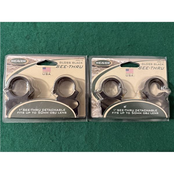 1" Weaver See-Thru Detachable Scope Rings Lot