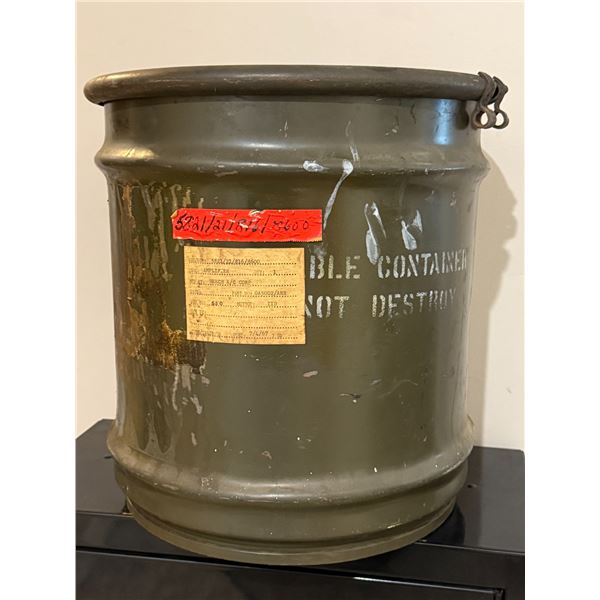 Vintage Military Surplus Metal Drum Container