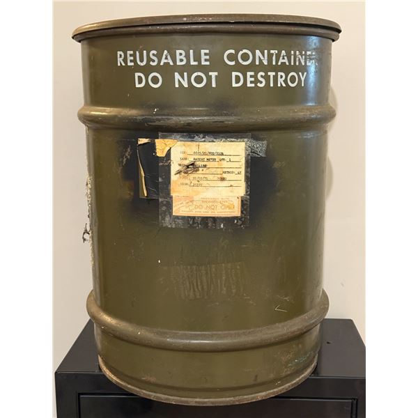 Vintage Military Surplus Metal Drum Container