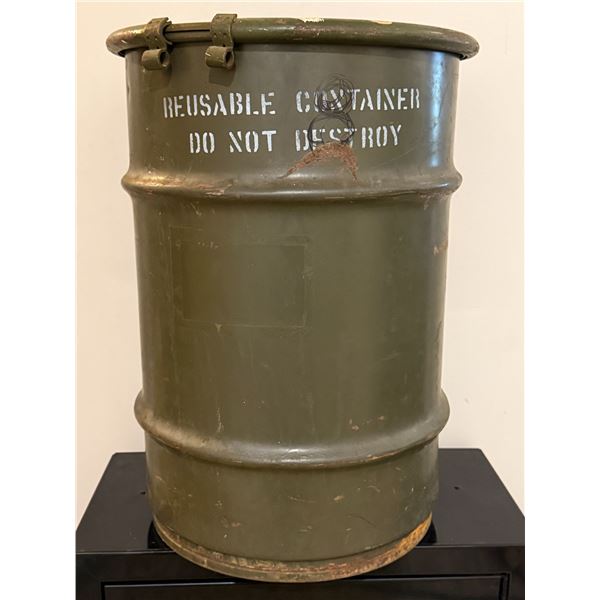 Vintage Military Surplus Metal Drum Container