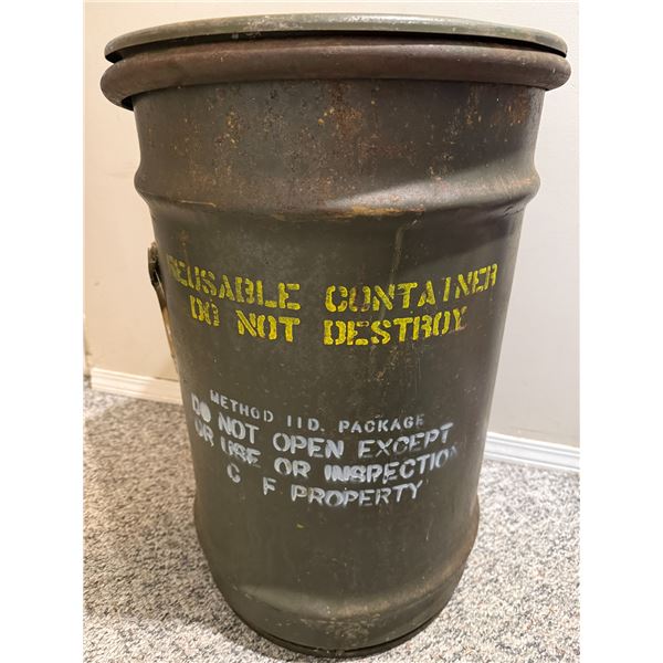 Vintage Military Surplus Metal Drum Container