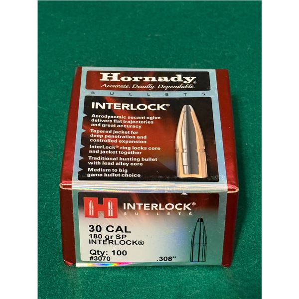 30 CAL 180 Gr. Hornady Interlock Bullets