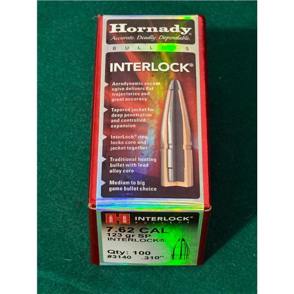 7.62 CAL 123 Gr. Hornady Interlock Bullets
