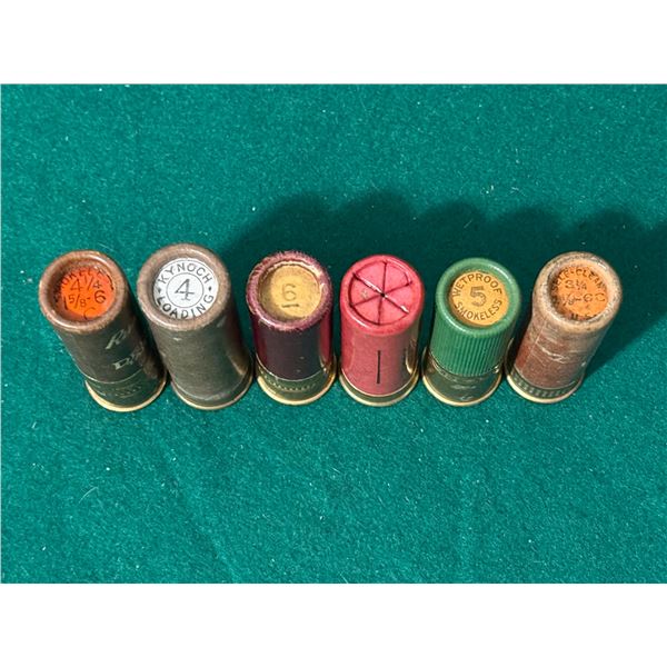 Collection of 6 Vintage Paper Shotgun Shells