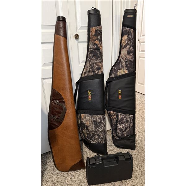 Set of 3 Long Gun Cases and 1 Plastic Hand Gun Case