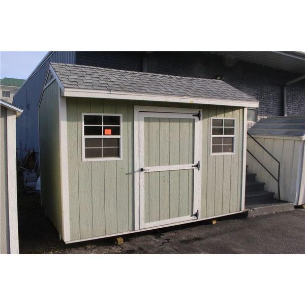 Green/White  8'  X  12'  X  10'  Skid Mount Shed w/Windows, Door