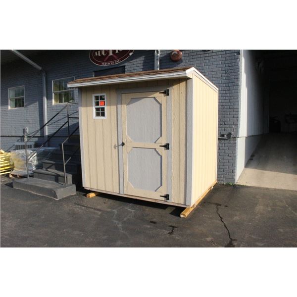 Beige/Gray  6'  X  8'  X  8'  Skid Mount Shed w/Door, Window