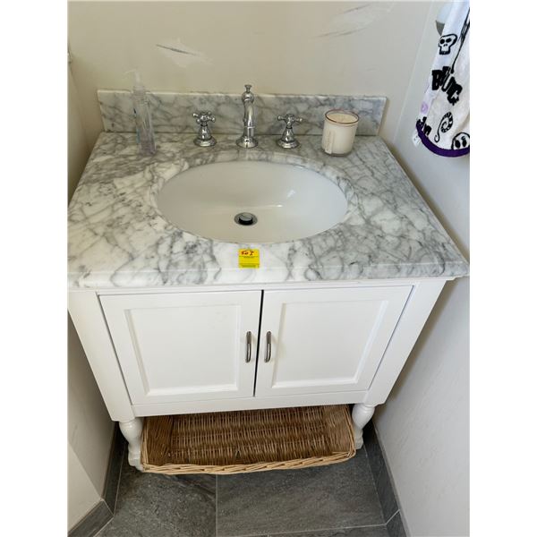 Marble Top White Vanity and Bathroom Salvage by Family Room *MUST BE REMOVED BY MARCH 31