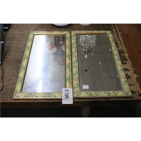 Floral Framed Mirrors - Pair - No Shipping