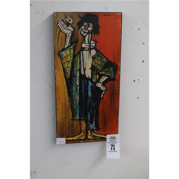 Clown Wall Art on Board - 8"  X  15"