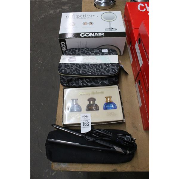 Hair Straightener, Tommy Bahama Perfume, Toilet Bag, Makeup Mirror