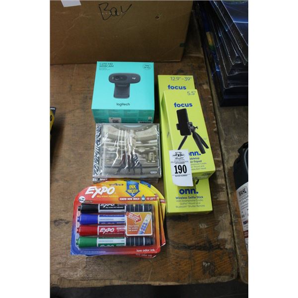 Dry Erase Markers, Phone Tripod, Selfie Stick, Web Cam, Weekend CD's