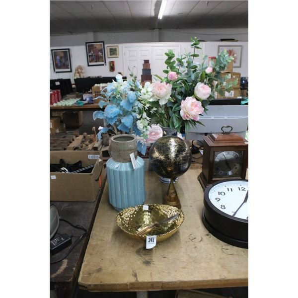 Asst. Planters w/Plants, Rotating Globe, Goldplated Bowl, Cutting Knife