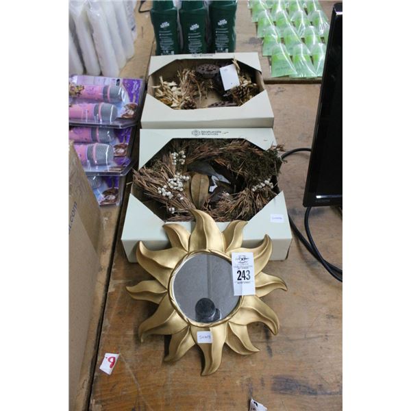 Natural Wreath, Gold Sun Mirror
